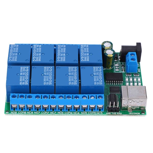 USB Relæmodul 8 Kanal UART Seriel Port Motorstyring DC5V Computer Interface