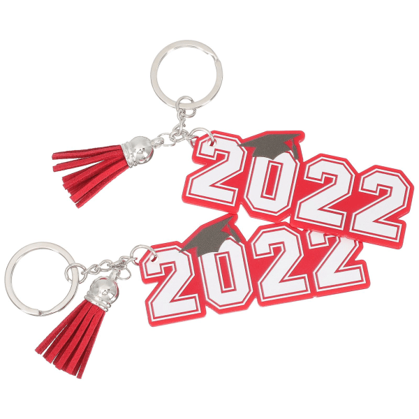 2 stk graduering akryl nøglering 2022 graduation nøglering Unik taske hængende dekoration Red