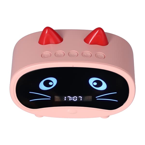 Mini Tecknad Katt Öra Högtalare Multifunktionell Smart Dubbel Väckarklocka Rosa för Sovrum Kontor