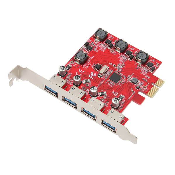 4 Port USB 3.0 PCIe Expansionskort 5Gbps för Windows 11 10 Server 2012 Linux Självförsörjande