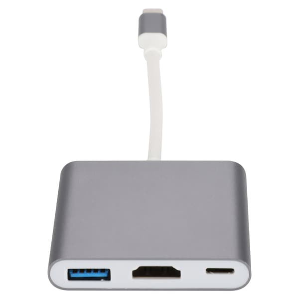 HC 04 3 i 1 USB C Hub HDMI HD Konverter Adapter Dockingstation Grå