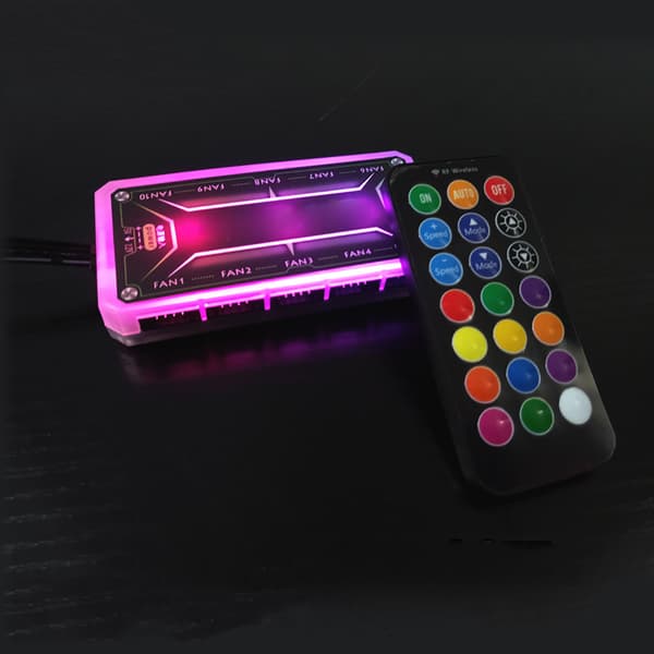 RGB PC-kabinettviftekontroller Hovedkortsynkronisering Sterk Luftstrøm Musikkrytmesensor ABS RGB LED-kontroller