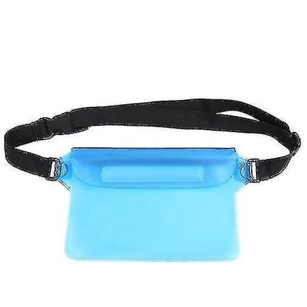 Vattentät utomhussim forsränning väska torrväska PVC midja phone case förvaring skyddsväska blå
