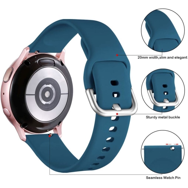 Samsung Galaxy Watch Active / Active2 40mm / 44mm, 20mm pehmeä silikonivaihtohihnat yhteensopiva Samsung Galaxy Watch 42 kanssa
