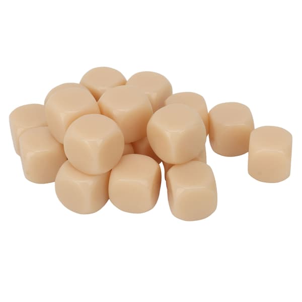 20 Rundade Hörntärningar 16mm Tomma Beige Plast Brädspel Fest Lärleksaker