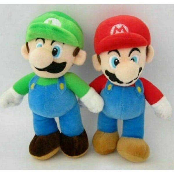 Super Mario Bros plyschdocka Mario Luigi mjuka gosedjur Teddy Leksaker Present 25cm-1 Red Green