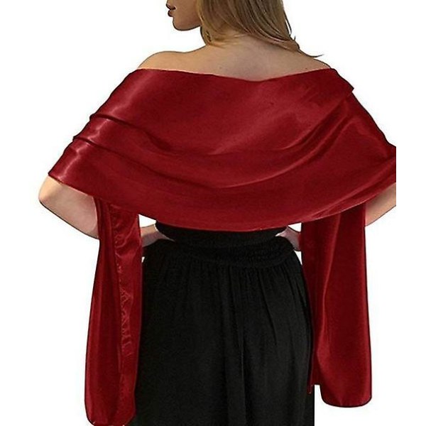 Satin Pure Color Sjalar Wine Red One-size