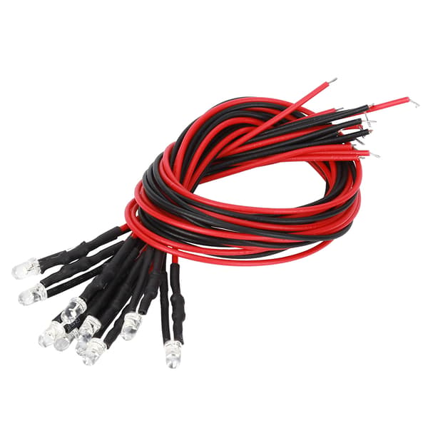 12V Lilla LED Lysdiode 3mm Rundt Hode med Ledningssett