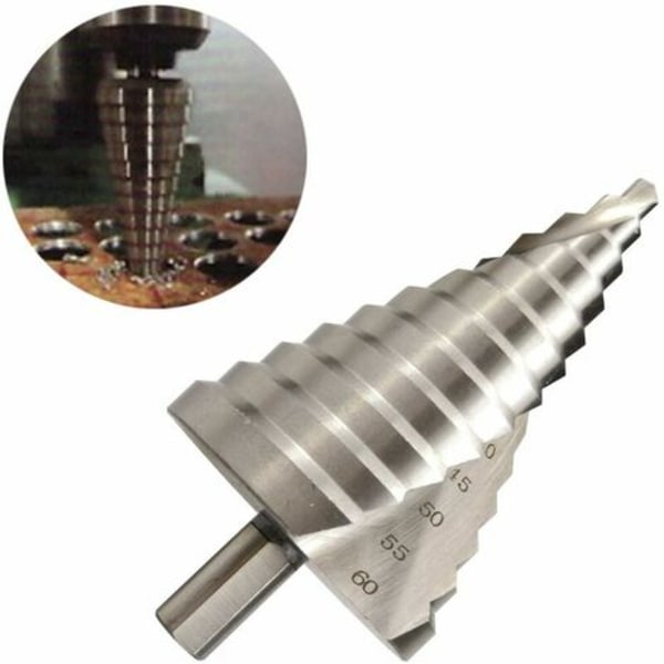 HSS Step Drill Bit 6-60mm Spiral Conical Slot 12 Step Countersink For Screwdriver Drilling On Steel Brass Wood Plastic,e