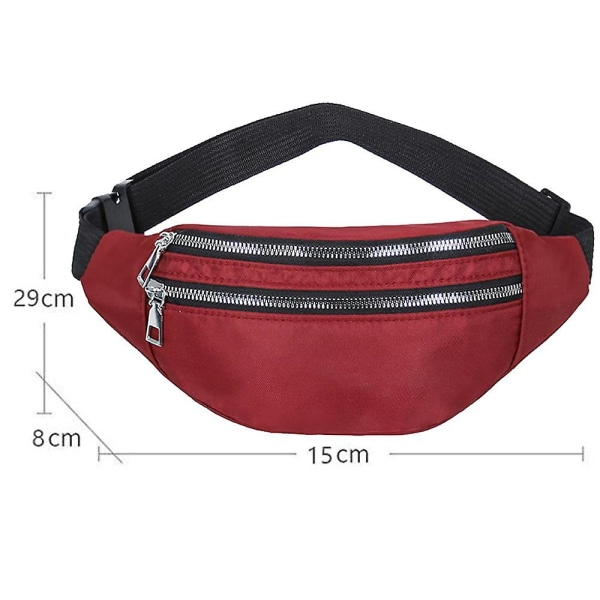 Midjeväska - Vattentät Fanny Pack med justerbar rem för träningsresor Casual löpning. red