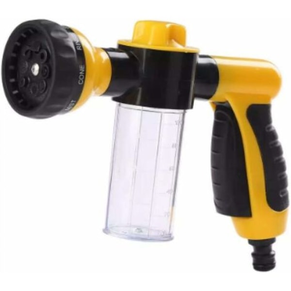 Bärbar automatisk skumlans högtrycksvattenpistol 3-klass munstycke (gul)