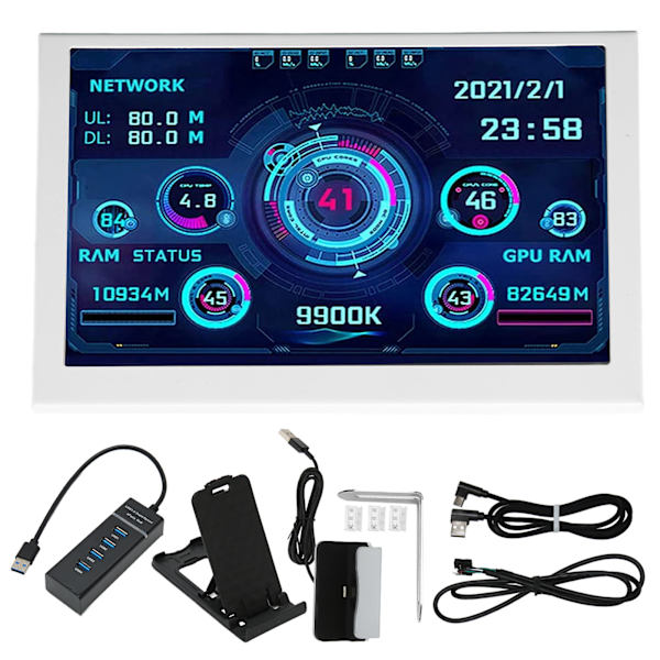5 tuuman Dator-lämpötilamonitori IPS USB Mini -näyttö PC-anturipaneeli CPU GPU RAM-datamonitori Windowsille