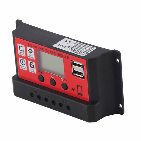 Justerbar solcellsladdningsregulator för solpaneler med LCD-display 12V 24V10A