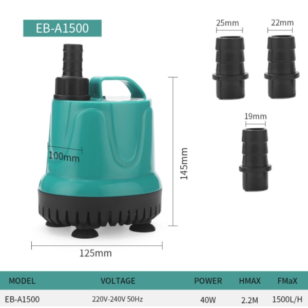 Dykpumpe, lydløs bundfilterpumpe, pumpe til udskiftning af rent vand (EB-A1500 40w, europæisk stil),