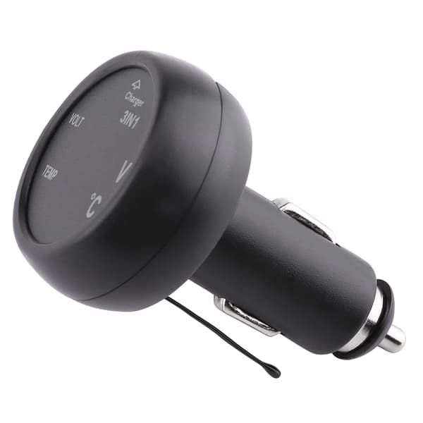 Dobbelt LED Digital Display Voltmeter Termometer USB Biloplader Cigarettænder Grøn Rød