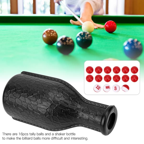 Sort Billard Pool Shakerflaske med Nummererede Tally Bolde og Terningeboks