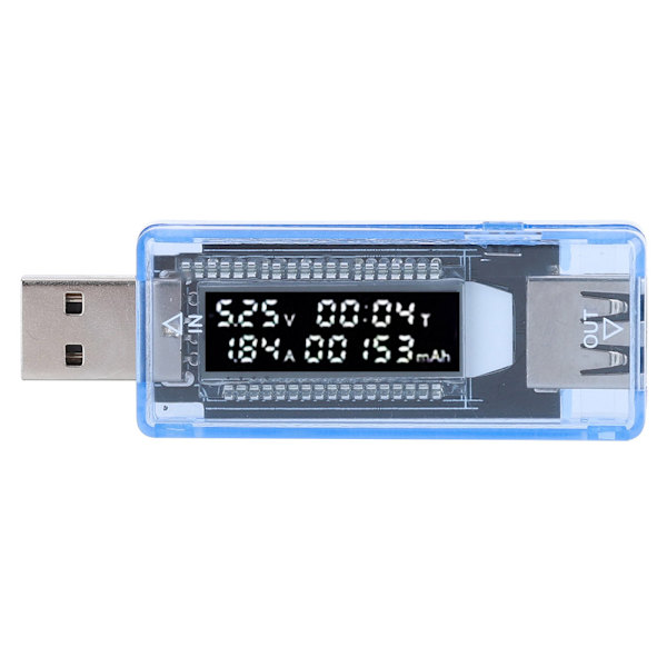 LCD USB Spenning Strøm Kapasitet Tester Voltmeter Amperemeter