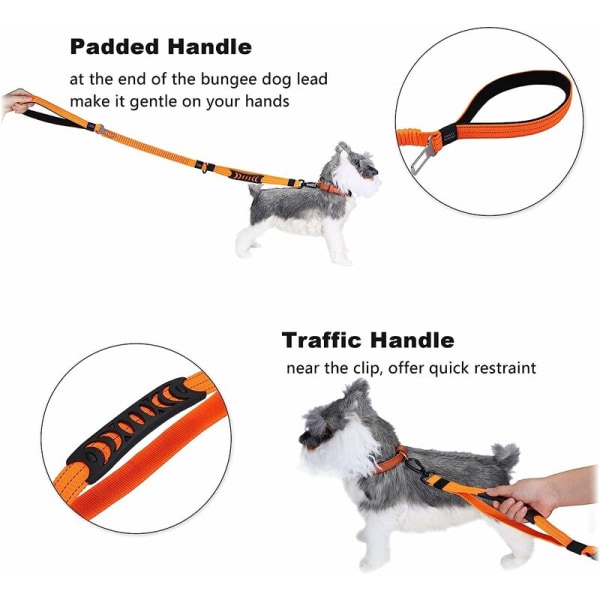 Stærk hundesnor med polstret håndtag Elastisk træningssnor med anti-trækreb til mellemstore og store hunde i kraftig træk (11