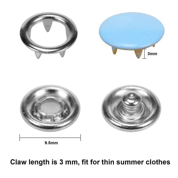 Ppiao Snäppfästen, Snäppfästen Set Med tång 200 Set Snäppfästen Metall, 10 färger Sömnadstillbehör Knappar Knappar för sömnadsverktyg Sn