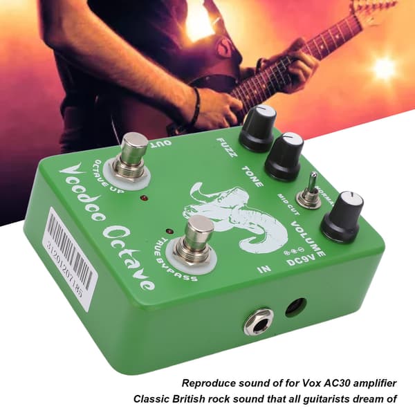 Voodoo Octave Fuzz Gitarr Effekt Pedal - Justerbar, Enkel True Bypass