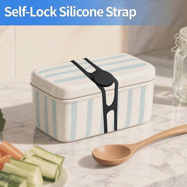 Självlåsande silikonrem 2-pack - Multifunktionell elastisk rem för slow cooker-lock, bentolåda, sladdorganisatör, yogamatta, campingutrustning & bagage