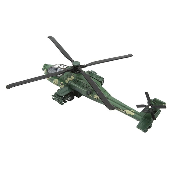 Alloy Copter Støbt Træk Tilbage Legetøj med Lyd Lys Grøn Flymodel Samling