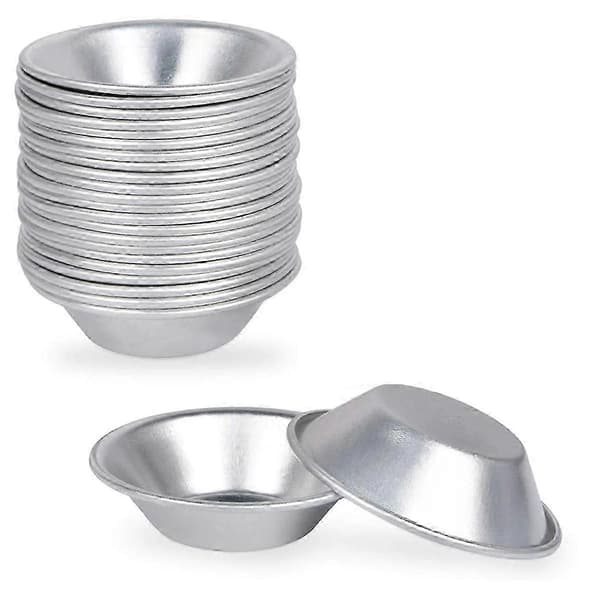 25 Pakning Egg Terteform Egg Tertekopp Egg Tertebunn, Rund Gjenbrukbar Nonstick (Aluminium) Silver