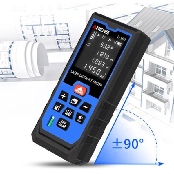 Digital laseravståndsmätare, digital lasermätare, längd/area/volym/Pythagoreans satsmätning med LCD Bac