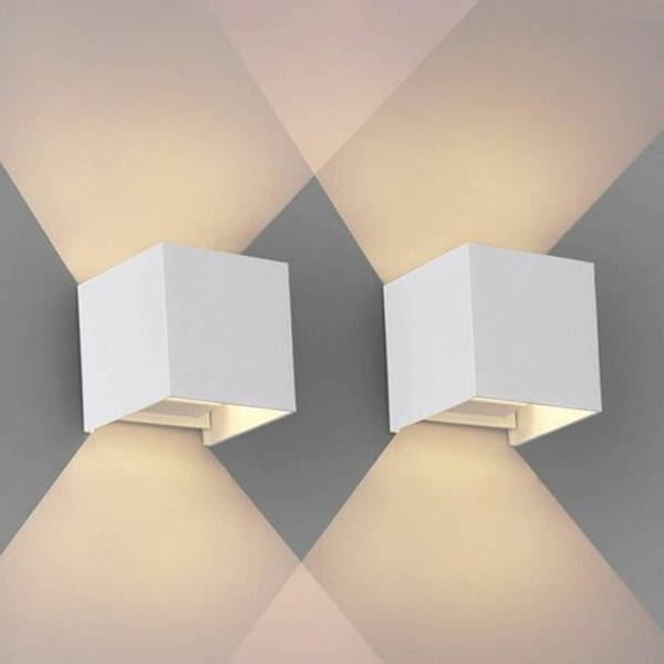 Set of 2 12W Led Wall Light Bedroom Modern Interior, Up and Down Design Adjustable Lamp, Aluminum White Led Wall Light F