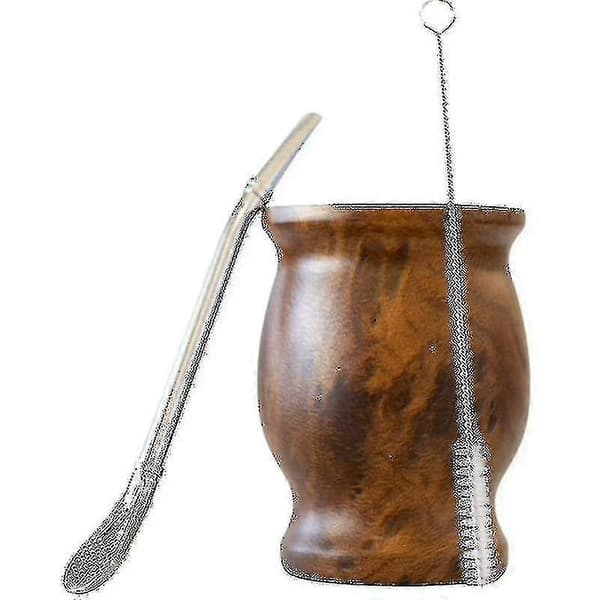 Yerba Mate-sett med dobbeltvegget 18/8 rustfritt stål Mate-tekopp