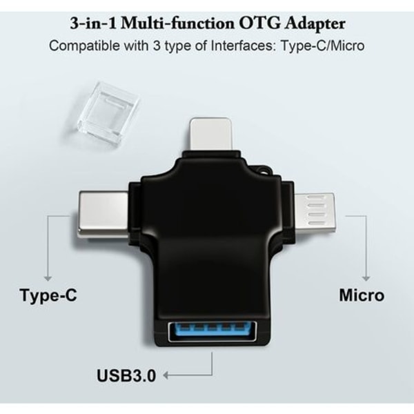 OTG USB 3 to Universal Adapter, Micro/USB C to USB 3.0 Adapter，Compatible with Mobile Phone/Computer, Supports USB Flash