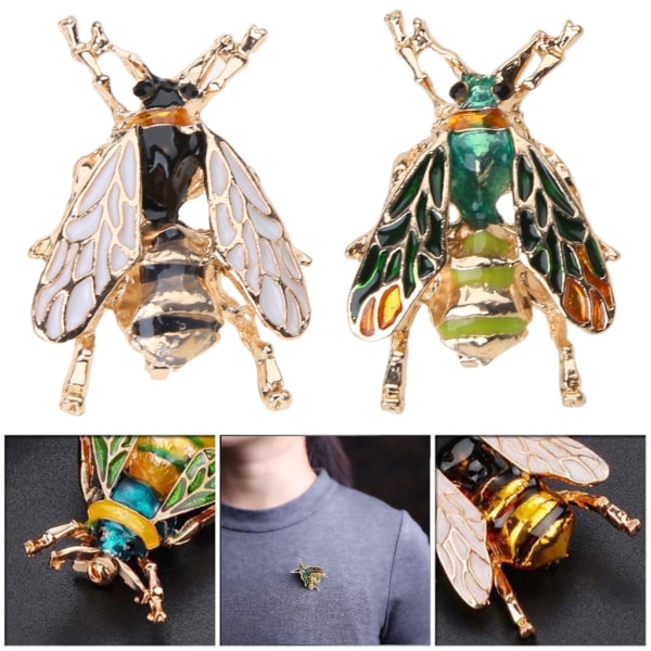 Insekt humla Brosch För Kvinnor Barn Flickor Bee Smycken Gul Grön Färg Green