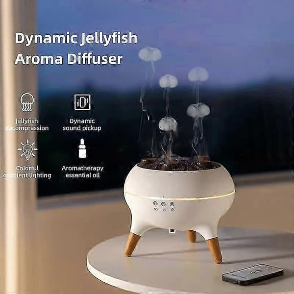 Flamaromaterapi eteriska oljediffusorer, luftdiffusor/luftfuktare, för hem, sovrum, stort rum fjärrkontroll sovrum med 7 färgglada nattlampor EU Plug