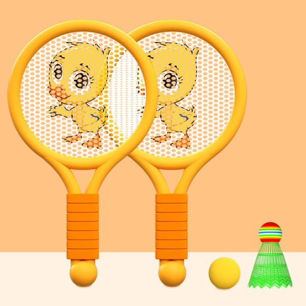 Letvægts Badmintonketsjer Legetøjssæt til Drenge Piger 3 til 7 År Indendørs Udendørs Orange Ælling