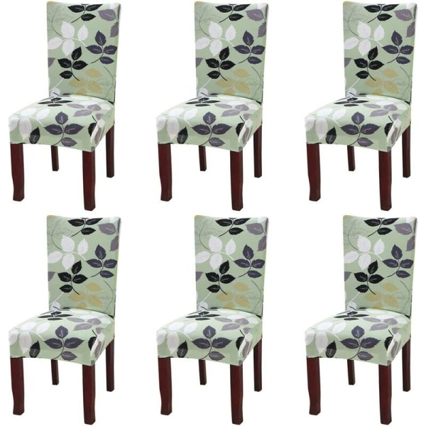 Spandex-tuolinpäälliset ruokasaliin 6 set , printed Stretch-tuolin päälliset, irrotettavat ja pestävät, vihreä