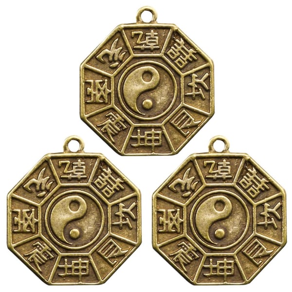 3st DIY-hängen Vintage Tai Chi Trigram Nyckelring Hängen Amuletthängen Väskhängen