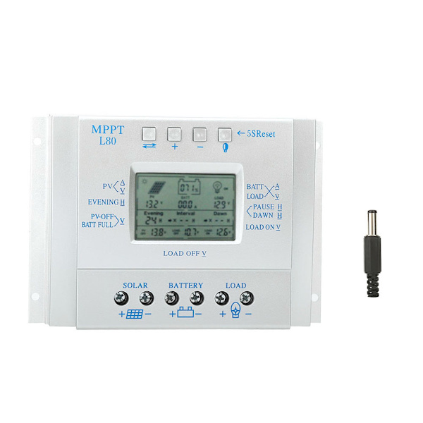 80A LCD PWM Solar MPPT Ladekontroller 12V 24V Regulator