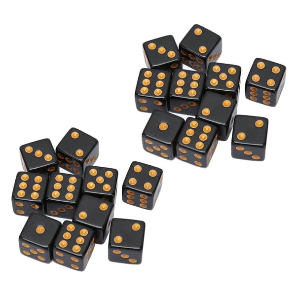 20 stk. sorte 6-sidede plastikterninger til brætspil, matematikundervisning, fester, ret vinkel
