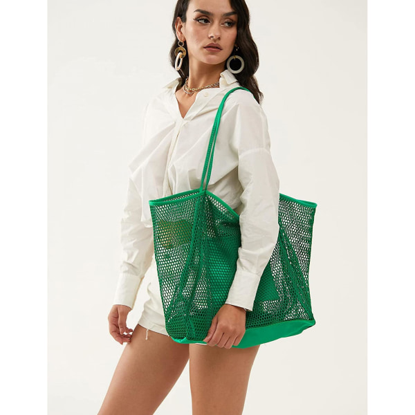 Mesh Beach Tote Dame Skulder Håndtaske A916-624 Green