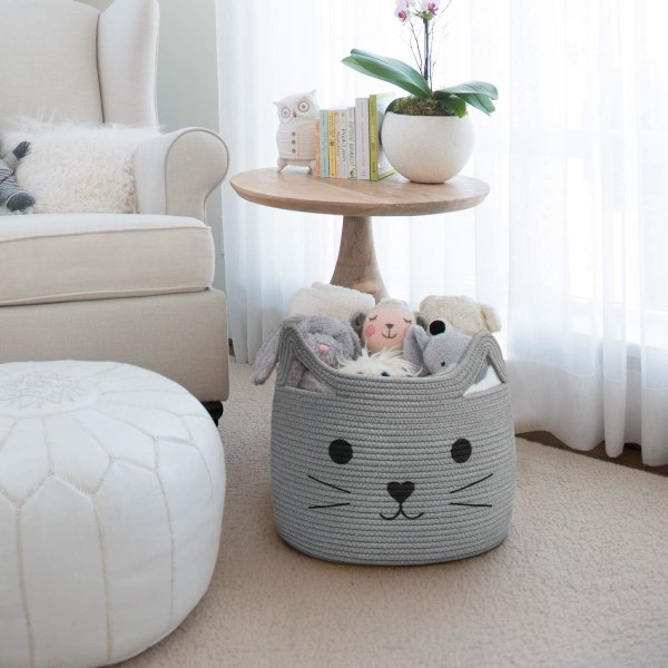 Laundry Hamper, Large Woven Cotton Rope Storage Basket, Towels, Blankets, Toys, Clothes, Gifts | Gift basket for cats an