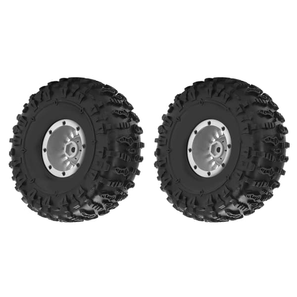 2-pack RC Bil Aluminiumlegering Däck Stark Dämpning Gummihjul Silver