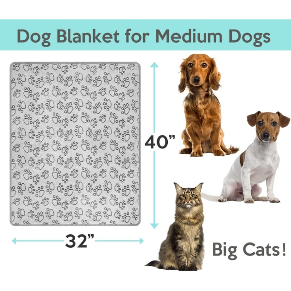 High Quality Soft Filled Dog Blanket with Cute Flannel Gray Paw Prints 40*32inch