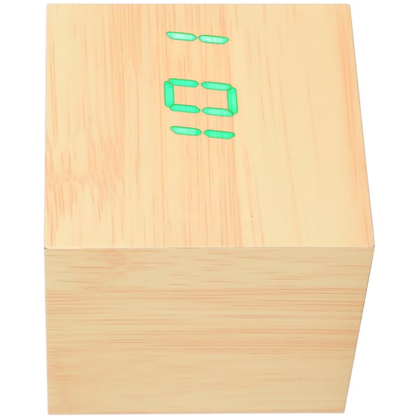 Trä LED-klocka Digital Röststyrning Skrivbord Rektangulära Ornament Trä Grönt Ljus