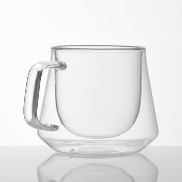 2 st Glas Vattenmugg Stor Kapacitet Dubbla Lager Transparent Drickskopp Mångsidig Säker för Hemmet