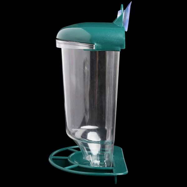 Transparent automatisk fuglefoder med sugekopper