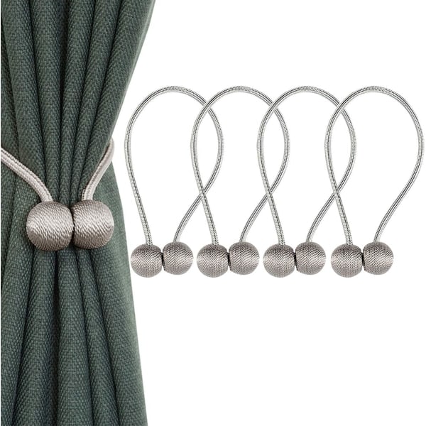 4 tiebacks med magneter, klämma för att hålla dina gardiner eller gardiner, för hem, kontor, dekoration - grå