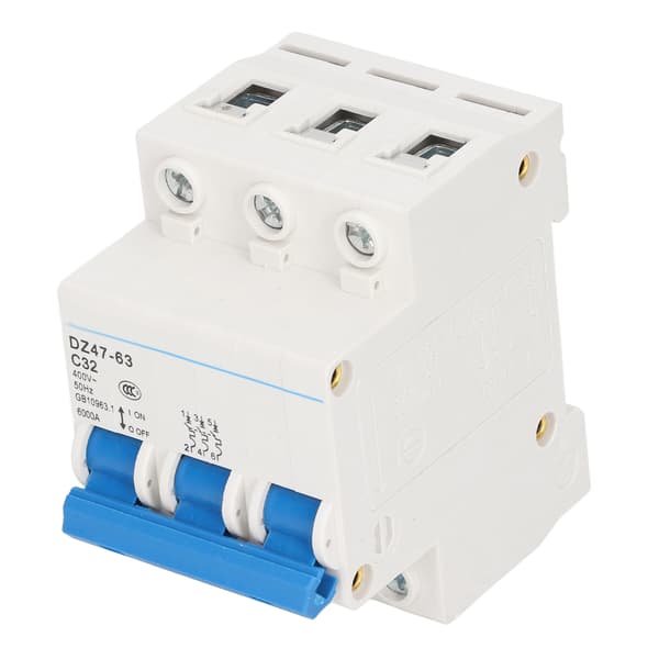 3P effektbryter DIN-skinnemontering effektbrytere 400V 32A bruddkapasitet 6000A