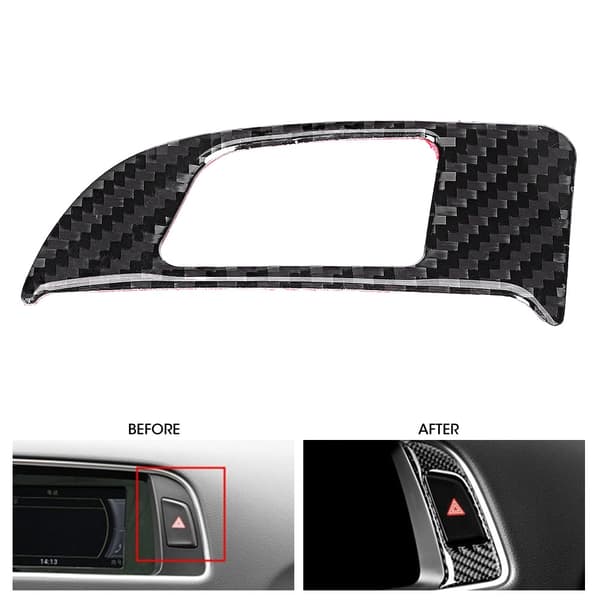 Karbonfiber Interiør Senter Kontroll Varsellys Knapp Trim Dekor for Audi Q5 SQ5 8R 2009-2017