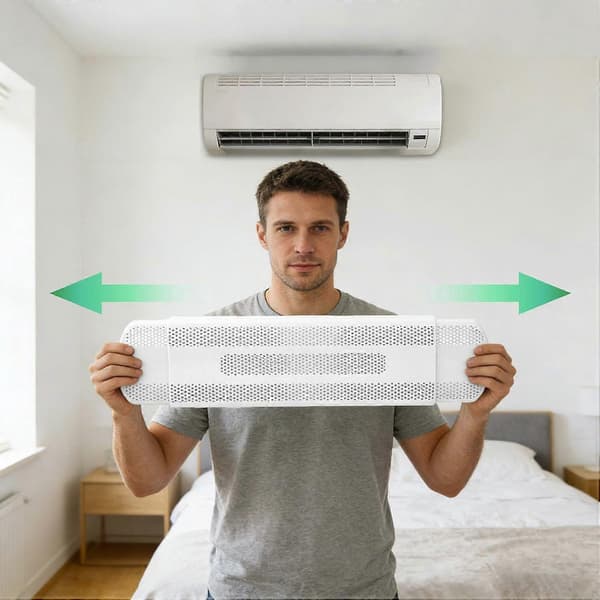 Väggmonterad luftkonditioneringsbaffeldeflektor infällbar luftkonditioneringsventilationsdeflektor, 22-37 tum justerbar baffel för väggmonterad White