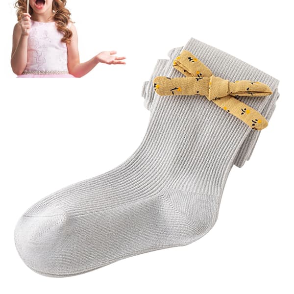Barn Enfärgad Rosett Varma Tights för Flickor Daglig Dans Grå L Längd 95-105cm 37.4-41.3in